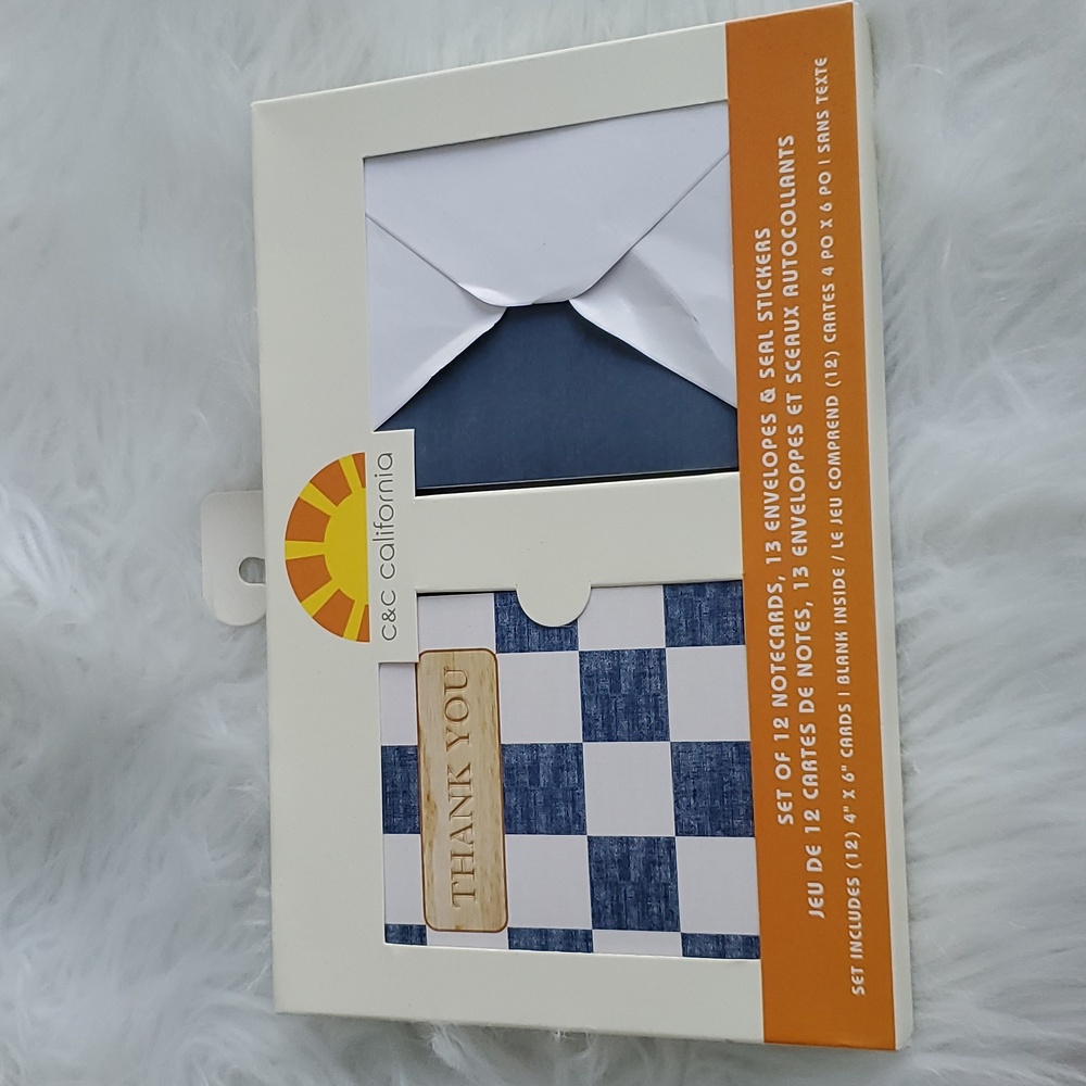 12 4" x 6" Thank You Note Cards, 13 Envelopes & 13 Seal Stickers, NWT sealed